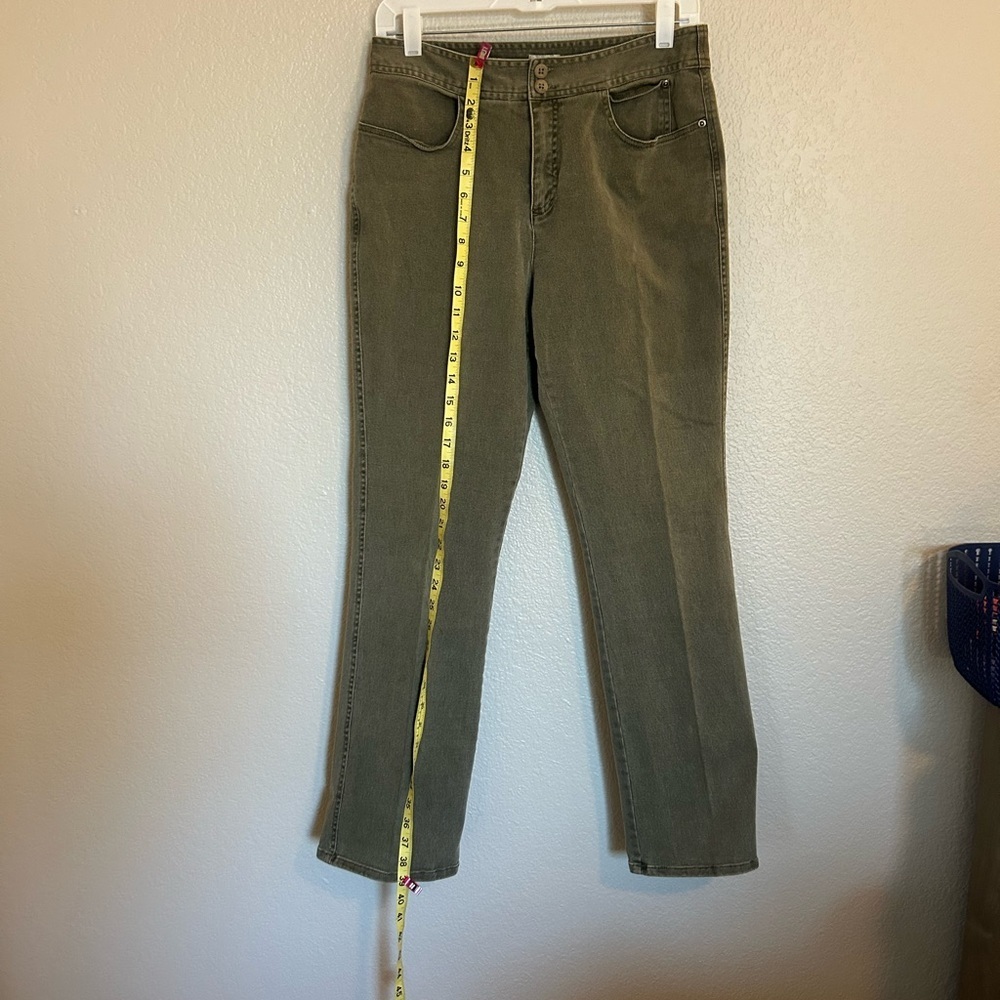 Chico's Olive Denim Casual Pants Bootcut size 1 (8/10) - Picture 4 of 6